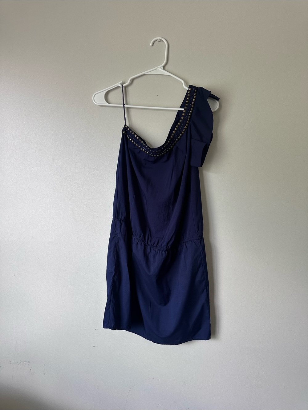 Angie Navy One-Shoulder Studded Mini Dress - Picture 1 of 5